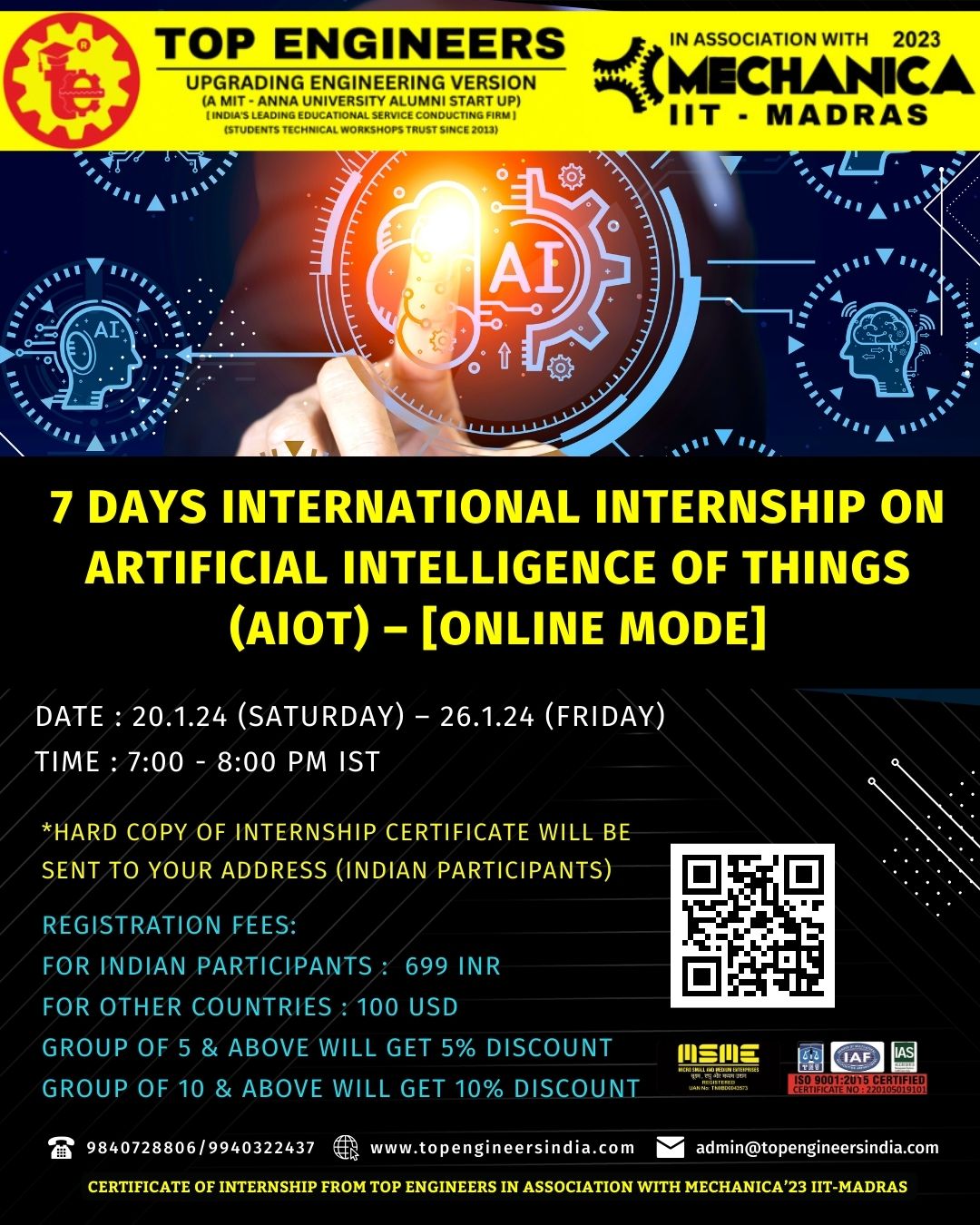 7 Days International Internship on Artificial intelligence of Things (AIoT) – [online Mode] 2024